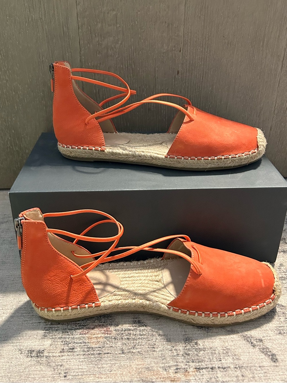 Eileen Fisher Lace-Up Espadrille Flats - Tangelo Orange